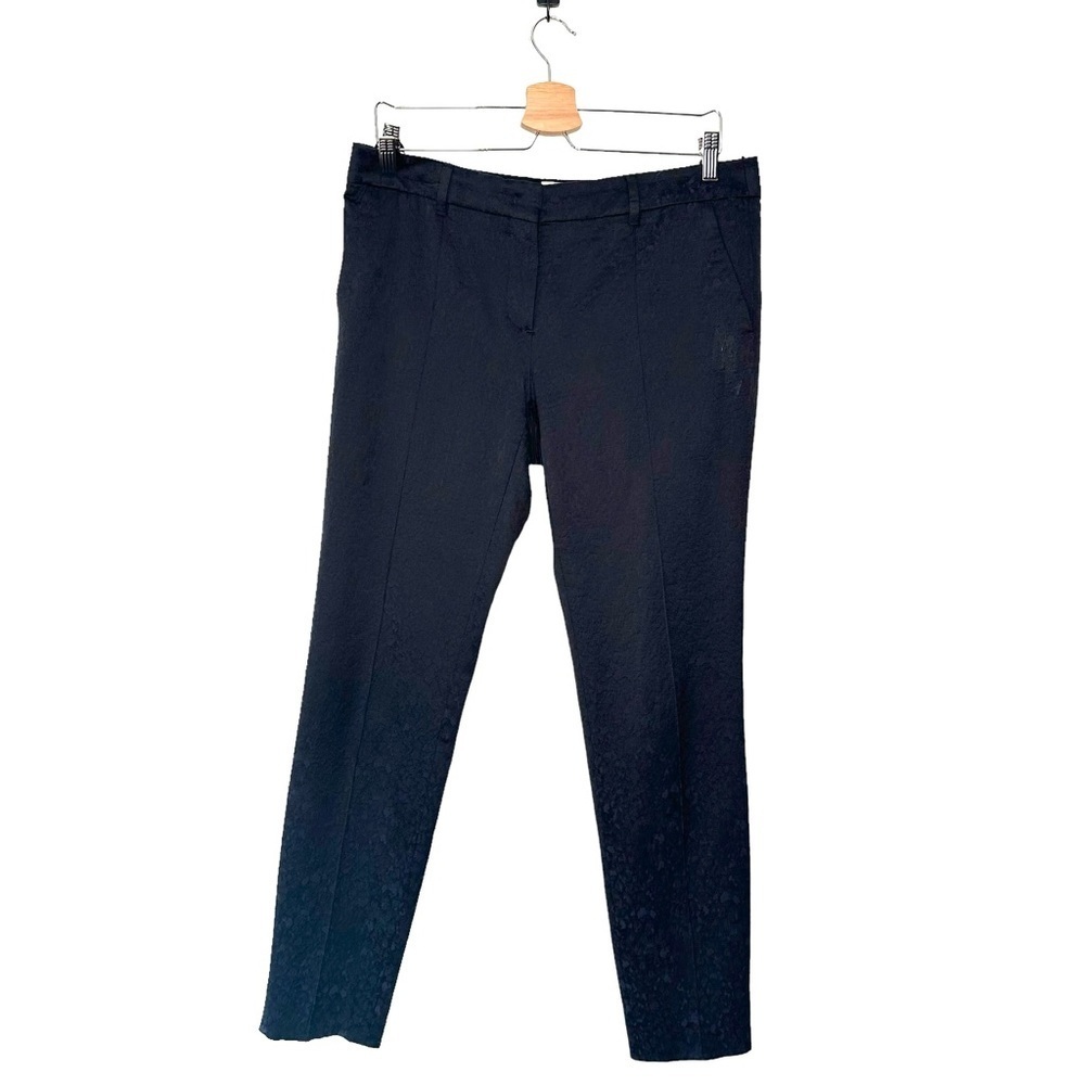 Burberry | Black and Blue Front Seamed Brocade Trouser Pants Size 8